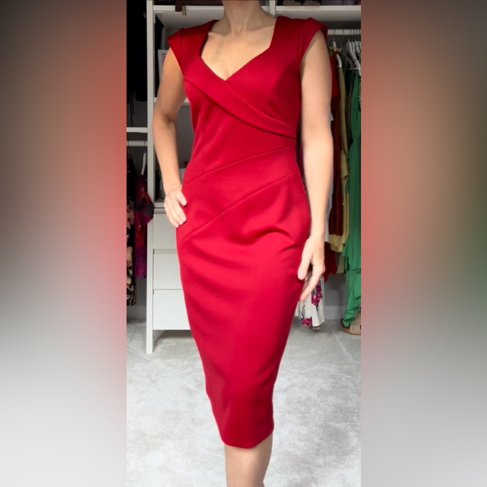 Maggy London Architectural Red Dress